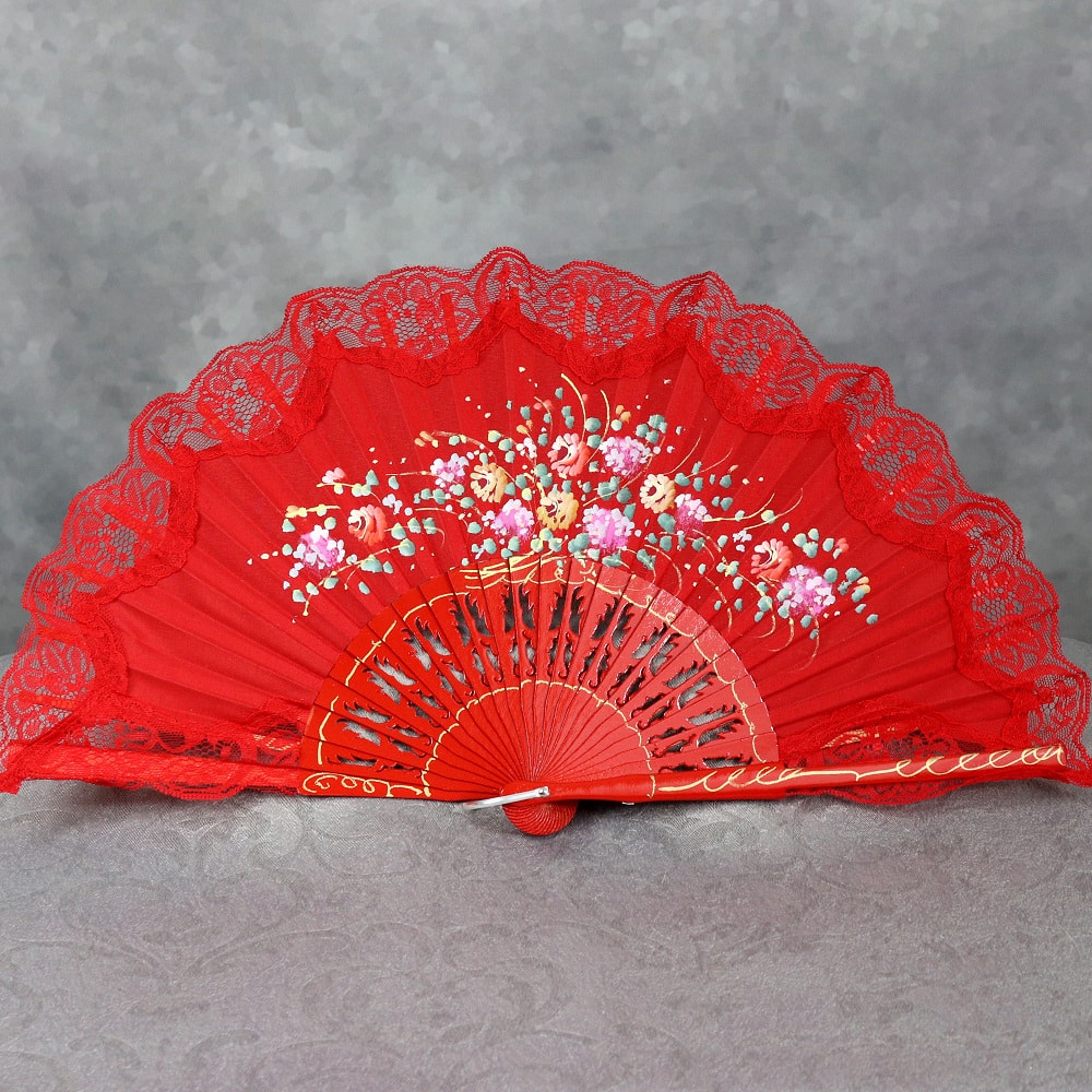 painted lace hand fan