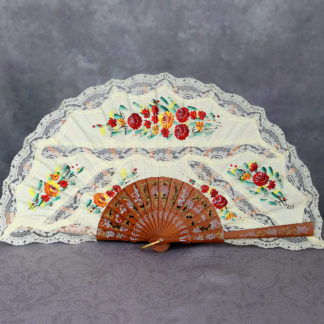 hand painted fan with lace