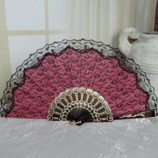Lace overlay hand fan