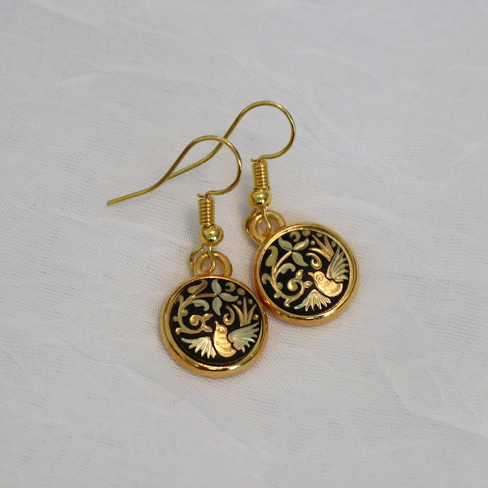 round damascene earrings