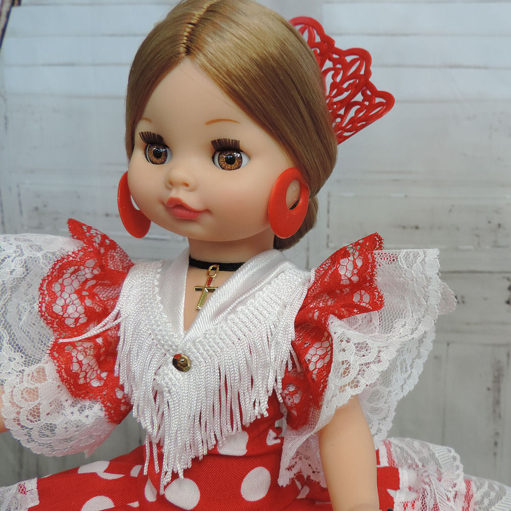 Large Spanish Doll Outfitted In Traditional Flamenco Dress Made In Spain