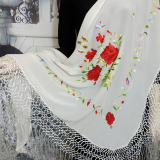 silk embroidered triangular shawl