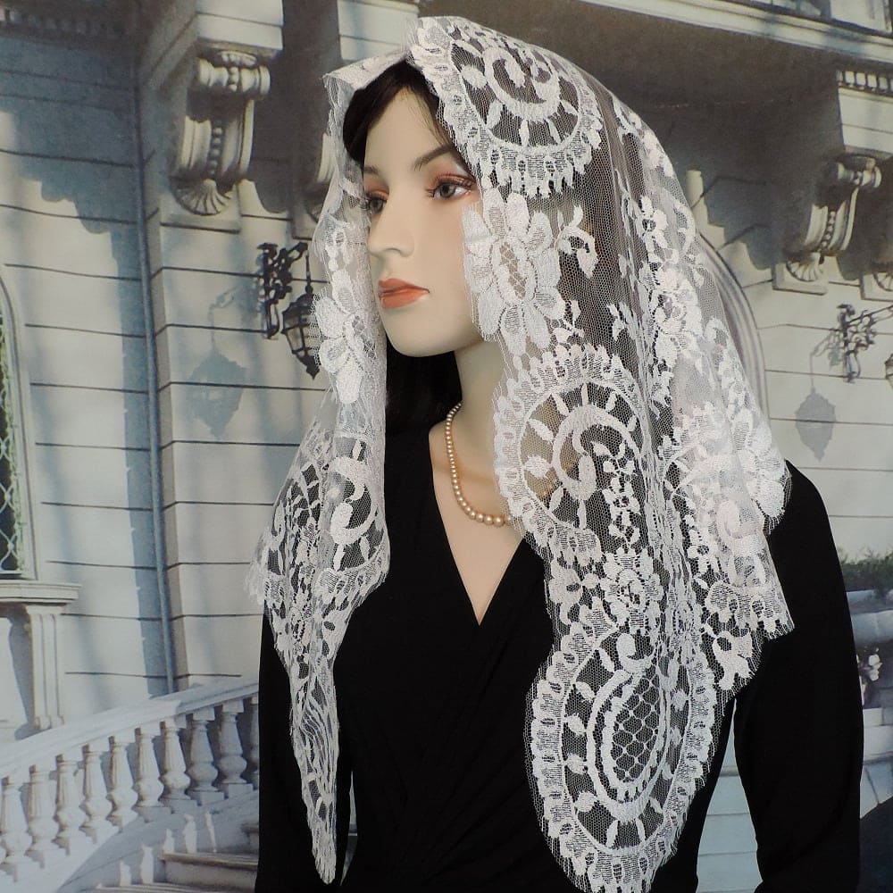 Elegant lace chapel veil